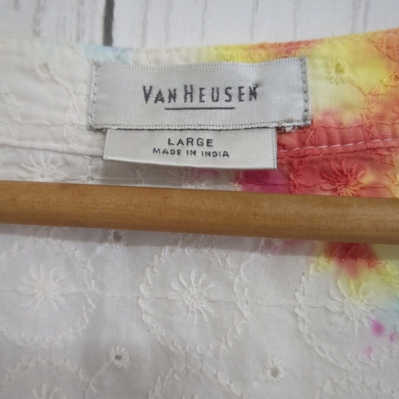 Festival Retro Womens Large Cotton 3/4 Sleeve Shirt Van Heusen - Picture 4 of 7